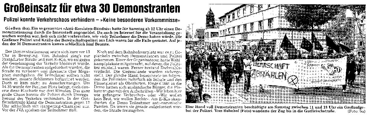 Gießener Allgemeine zum Aktionstag 14.9.