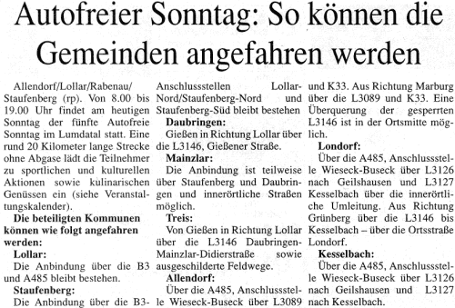 Anfahrtsbeschreibung per Auto im Sonntagsmorgenmagazin