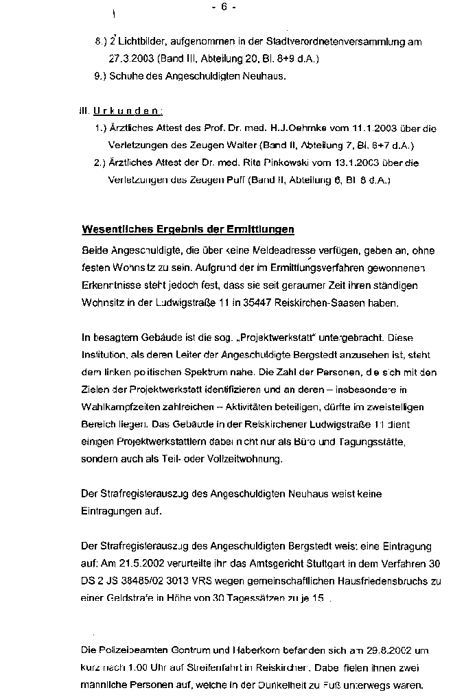 Anklage gegen Projektwerkstättler 6