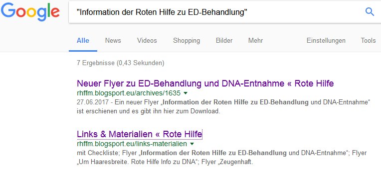 Google zeigte die Links noch