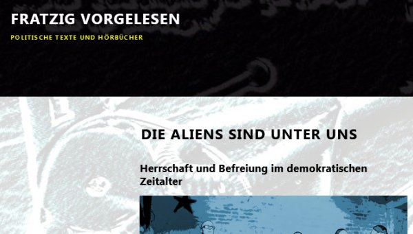 Playlist mit den 15 Teilen des Hörbuchs 'Die Aliens sind unter uns' auf fratzig-vorgelesen