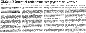 FR-Artikel zum Gen-Maisfeld der Uni Gießen