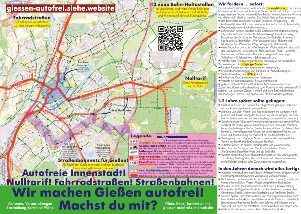 Karte mit Vorschläge zur Mobilität in Gießen