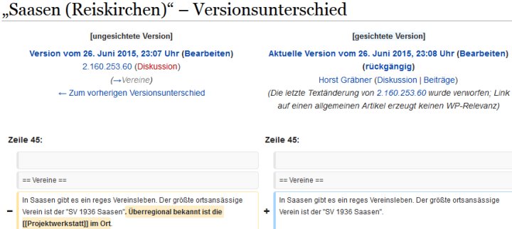 Screenshot der Versionsgeschichte