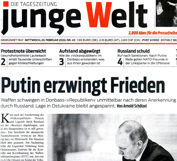 Titel in Junge Welt: Putin erzwingt Frieden