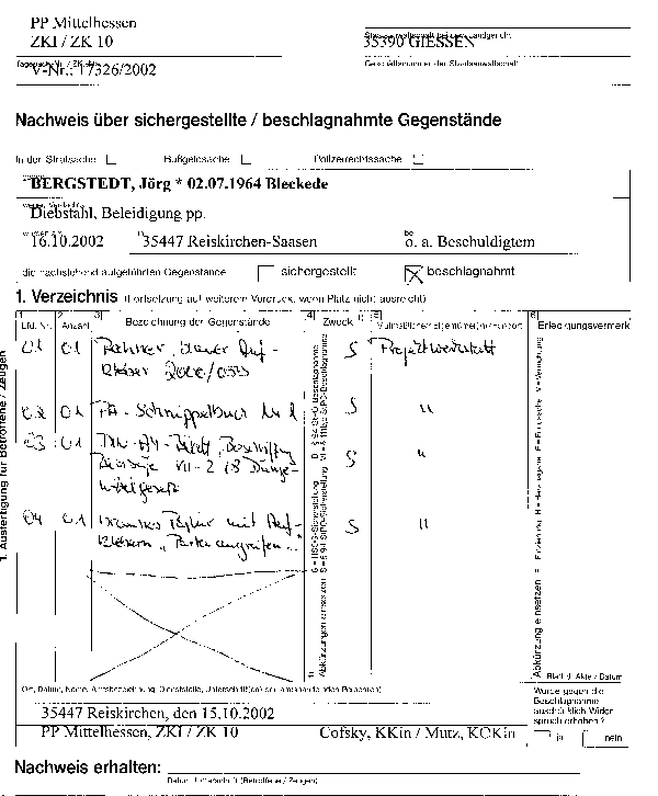 Beschlagnahme 15.10.2002