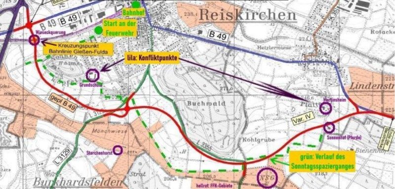 Plan der Südumgehung Reiskirchen B49